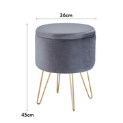 Round Velvet Storage Stool - A Touch Of Space