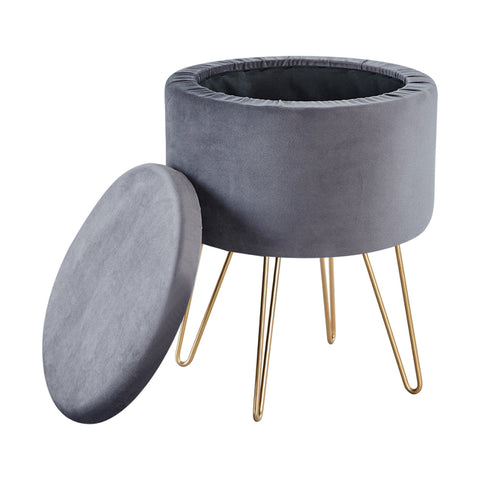 Round Velvet Storage Stool - A Touch Of Space