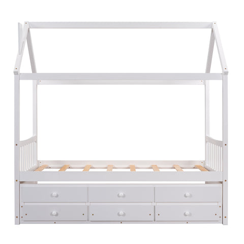 Wooden House Bed with Trundle - A Touch Of Space