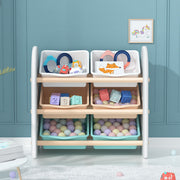 Wooden Organizer with 6 Plastic Bins - A Touch Of Space